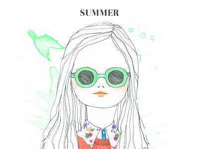 Watercolor & Color Pencil Illustration color pencils fashion illustration ink manipulation sunnies watercolor