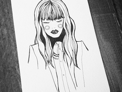 Ink Illustration black and white fashion illustration girl illustration ink portrait