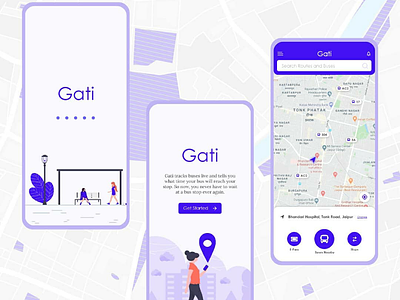 Gati : City bus app concept adobe xd bus app cab maps navigation ui ux
