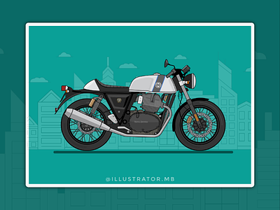 Flat Vector Artwork - Royal Enfield Continental GT animation art automobiles bike cafe racer flat graphics hero page illustration landing page motorcycle photoshop royal enfield ui ux vector vehicle