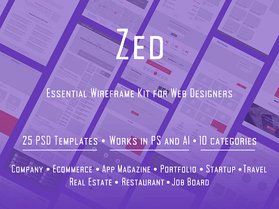 Zed – Essential Wireframe Kit for Web Designers psd templates ui kit web design wireframe