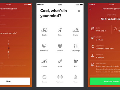 Fitness App - Create New Event