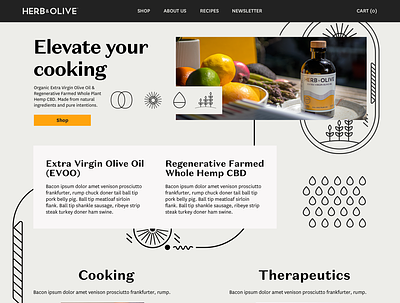 Herb & Olive Website about us about us page black branding cbd cbdoil flat design landing page vector web design website wix
