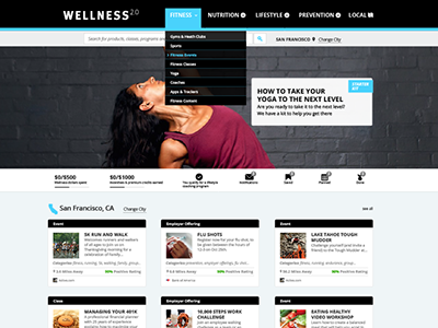 Wellness Landing Shot black buckets cyan dropdown illustrator landing page navigation web website wellness