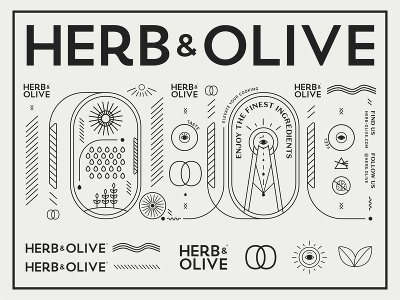 Herb & Olive Brand & Packaging Dieline Submission branding design flat design illustration illustrator logo packaging vector