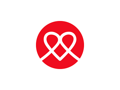 Logo Icon branding double l female heart icon logo red white