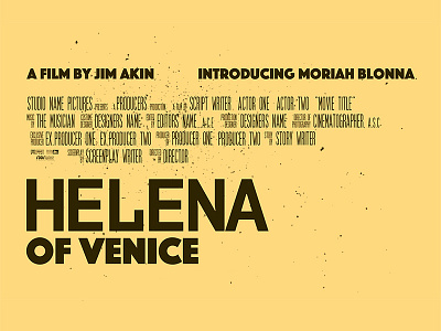 Helena of Venice Poster Type brown hollywood indie key art movie movie poster type typography venice yellow