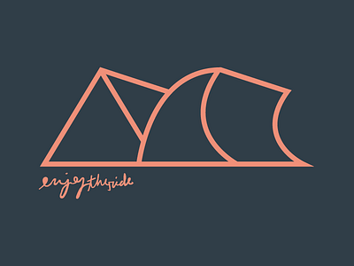 Enjoy the Ride blue hand type mountain one color peach scribble snowboard surf tshirt vector wave