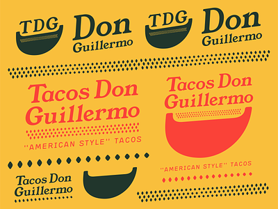 Tacos Don Guillermo Branding branding culture design flat food food truck green illustrator logo red tacos tradition typography vectors yellow