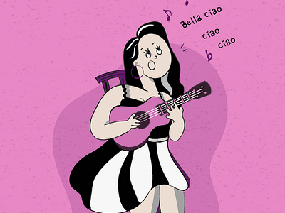 Bella Ciao bella ciao cover character design corona illustration corona memes corona music cover corona poster corona social media trends corona trend instagram challenge lockdown life monochromatic music cover people illustration quarantine life quarantine memes social distancing social media trends stay home stay safe ukulele vector illustration