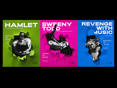 Artist Repertory Theatre Revenge Campaign branding campaign design graphic layout neon photography posters type