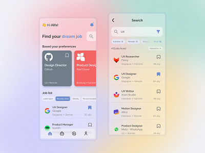 Job Finder App 💼 app design job job app job seeker mopsyproject ui ui exploration