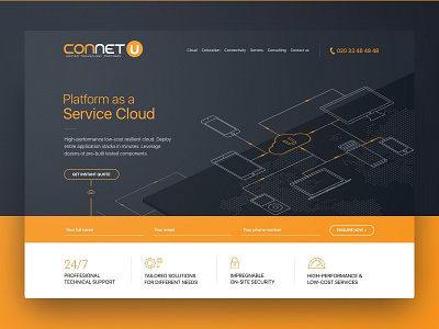 Cloud services cloud design hosting illustration landing landing page server ui ux web website