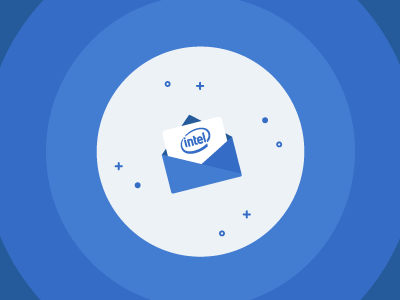 Intel Intern blue envelope intel invite look inside
