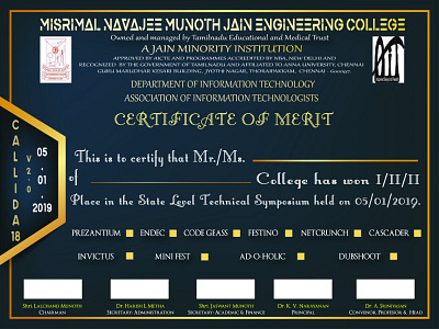 Callida Certificate Merit