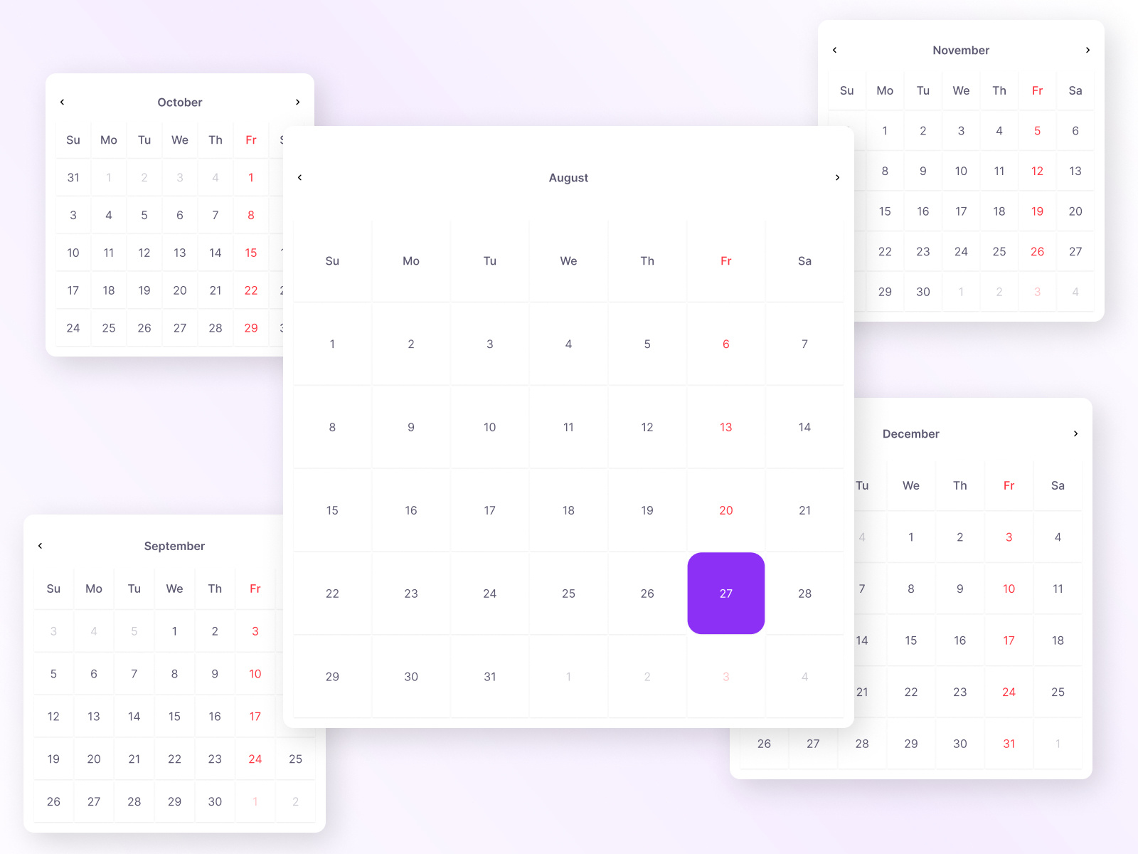 Responsive Minimal Calendar UI Design by Muntasir Billah 🖌 on Dribbble