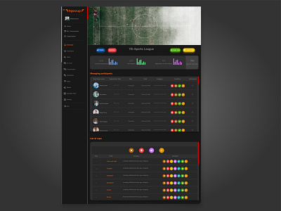 League Management Panel UI _ EN _ Dark theme ui ux webdesign