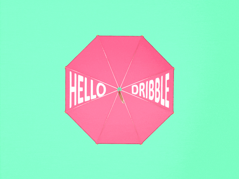 Hello Dribbble:) 3d design hello dribble invite motion thanks umbrella