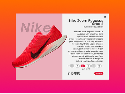 Product Landing Page for Nike Zoom Pegasus Turbo 2 branding daily 100 challenge dailyui design gradient illustration lettering logo minimal nike nike running style ui ux web website