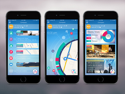 Compass cards circular compass ios iphone lifelogging timeline ui