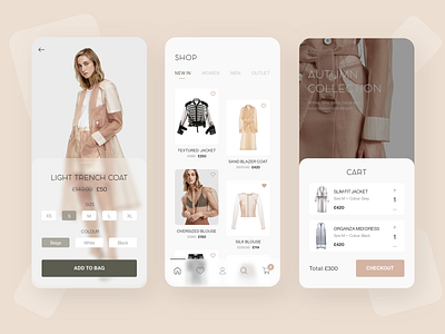 E commerce - UI Concept app arounda beige clothes concept debut e commerce effect fashion mobile navigatio pink purple shop transparent ui ux