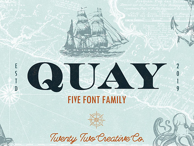 Quay Font Bundle branding font illustration logo monoline font nautical navy sea serif font slab serif typography vintage font