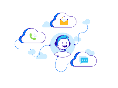 Contact us chat cloud connection contact illustration mail message phone simple vector