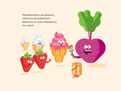Strawberry ice cream beetroot color cute funny ice ice cream illustration pink science strawberry vector