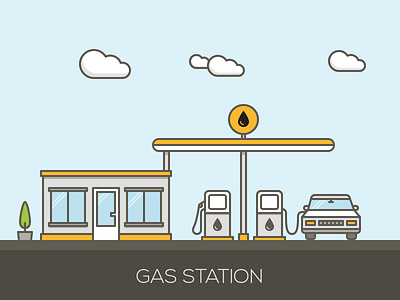 Gas Station car city flat gas oil petroleum shop station vector