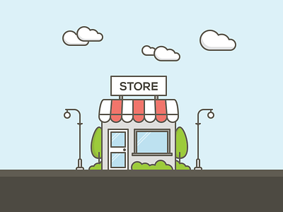 Vector Shop city flat landscape retail shop store street