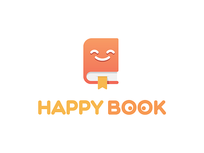 Happy Book Logo book bookmark branding face flat happiness happy logo smile