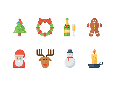 Xmas icons celebration christmas deer flat holiday icon icon set new year santa snow winter xmas