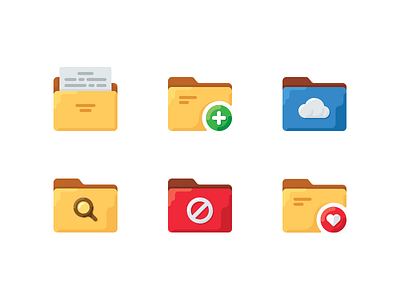 Folders flat iocns document flat folder icon office set