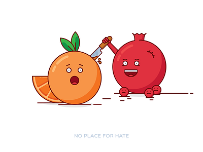 No place for hate food fruit hate kill knife orange pomegranate slice