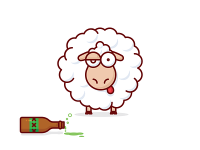 Drunk sheep alcohol animal boozy bottle drink drunk illustration sheep