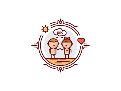 10th anniversary anniversary boy circle coupe friend girl love naked outline simple sun together