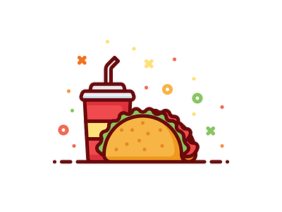 Taco and soda drink fast food filled food illustration mexican soda taco vector