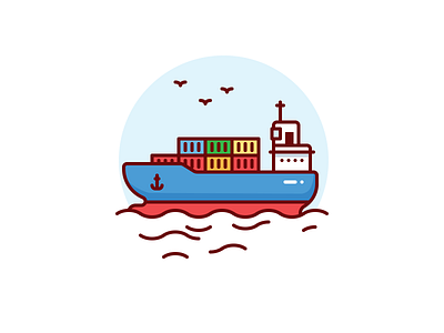Container ship cargo container icon illustration sea ship shipping transport vector