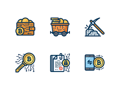 Bitcoin icons bitcoin blockchain color cryptocurrency digital finance icon money