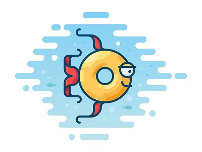 Letter O donut fish icon illustration letter sea sealife swim
