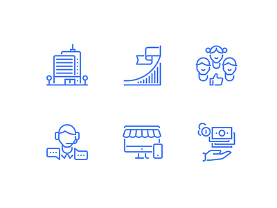 Icon for web shop building chart icon money pc salary shop support team user