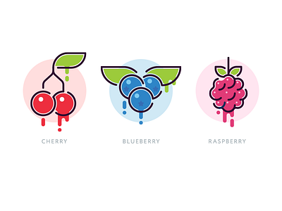 Berries berry blueberry cherry flat food fruit icon raspberry vector