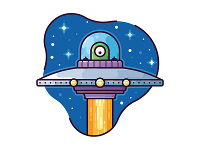 UFO alien illustration sky space spaceship star ufo vector