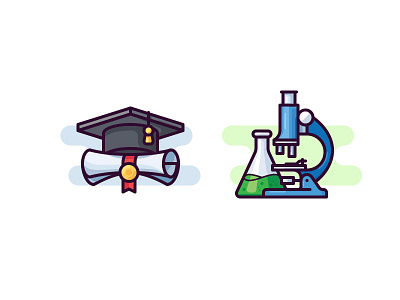 Education icons diploma education flask hat icons microscope science study university vector