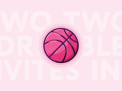 2 Dribbble invites ball basketball icon illustration invite pink vector