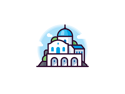 Santorini (Greece) architechture building church icon illustration island simple sky vector white