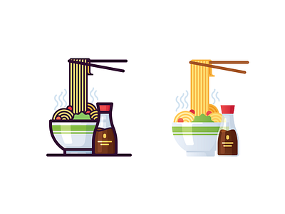 Noodles icons bottle chinese chopsticks flat food icon noodles soy soy sauce vector