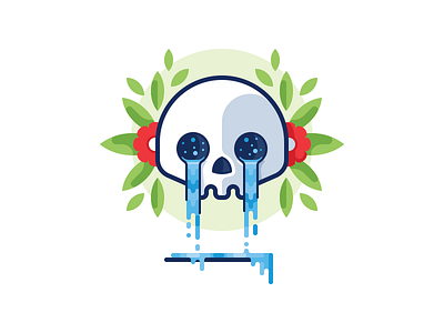 Skull crying death eyes flower illustration nature skull vector waterfall