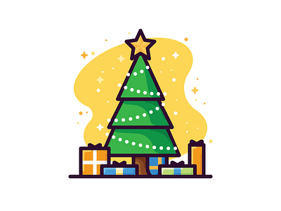 Happy New Year! gifts holidadys icon illustration newyear star tree vector