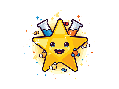 Happy star chemistry happy icon illustration molecule science star test tube vector